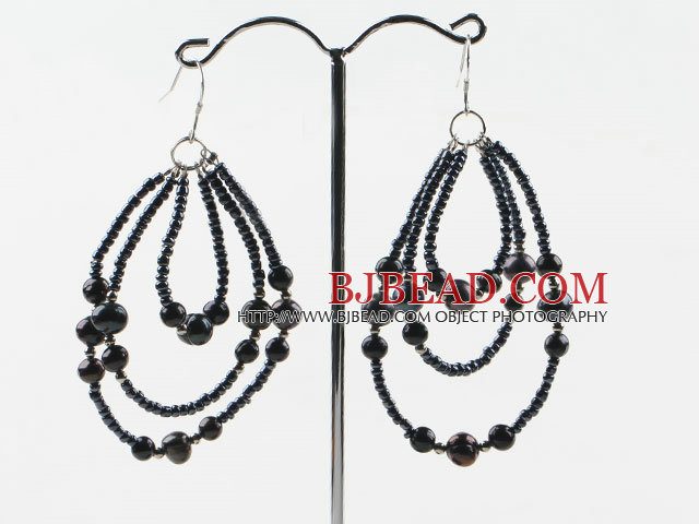 black pearl crystal earrings