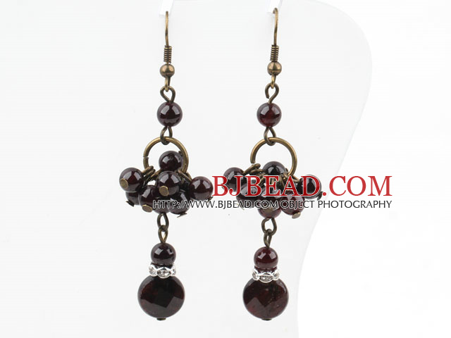 Vintage Style Assorted Garnet Dangle Earrings