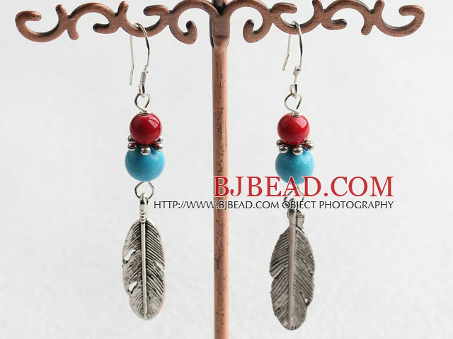 turquoise and bloodstone earrings