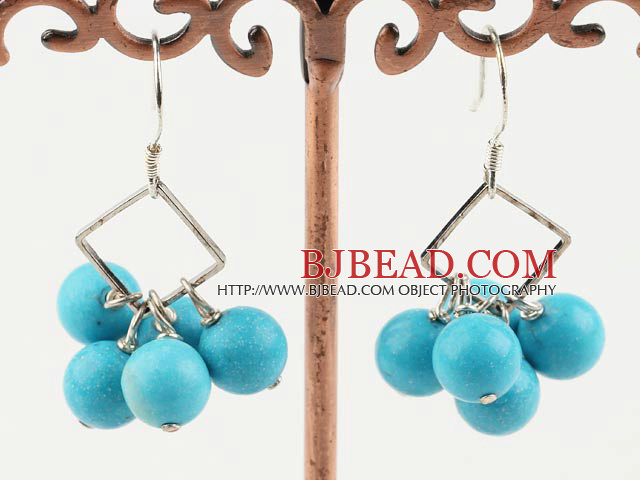 8mm round turquoise earrings