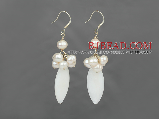 white pearl shell earrings