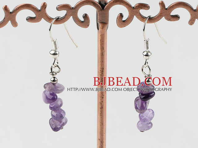natural amethyst chips earrings