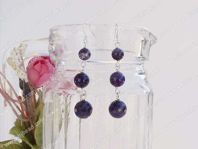natural amethyst ball earrings