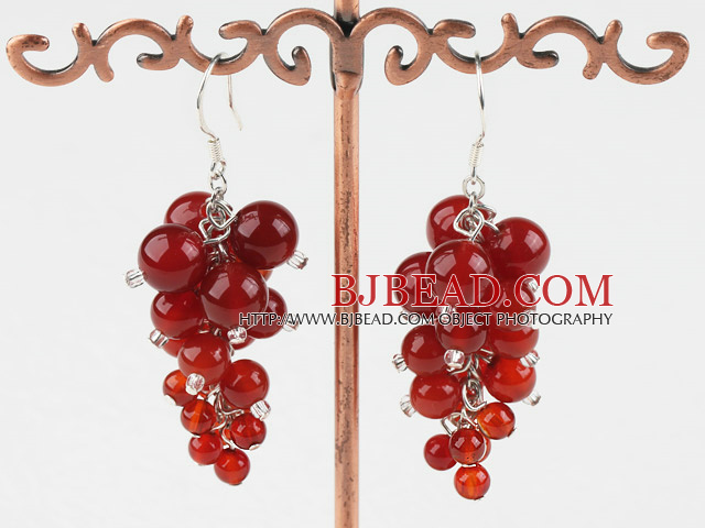 red carnelian cluster earrings