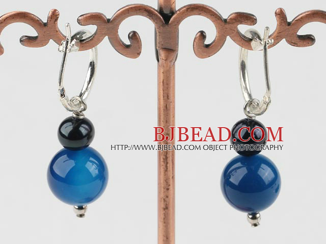 black pearl and blue agate earrings