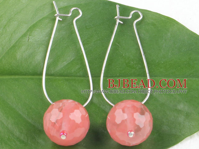 14mm cherry quartz simple earrings