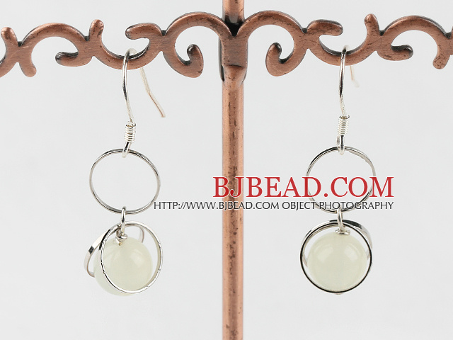 8mm serpentine jade earrings