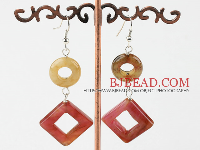 three color jade earrings