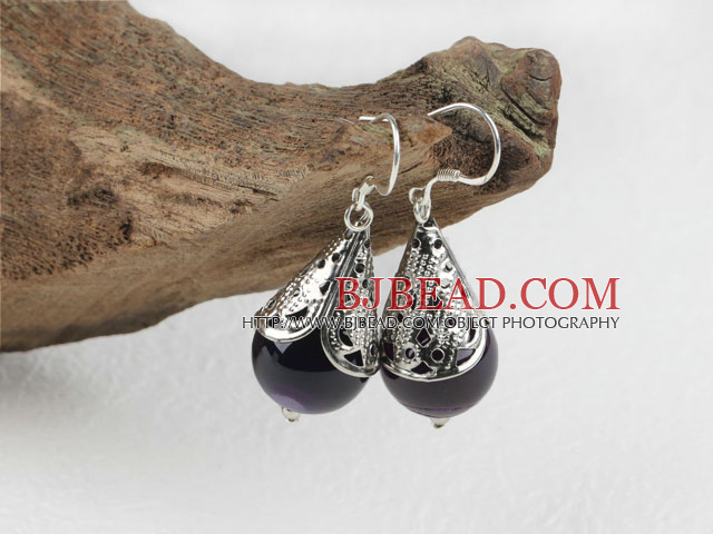 Lovely Style Purple Agate Earrings