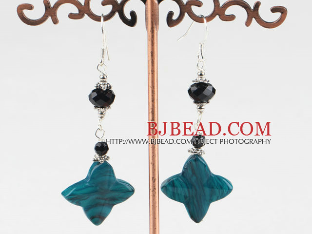 black crystal blue stone earrings