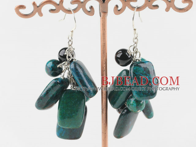 black agate and phoenix stone earrings