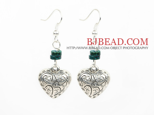 phoenix stone heart tibet silver earrings