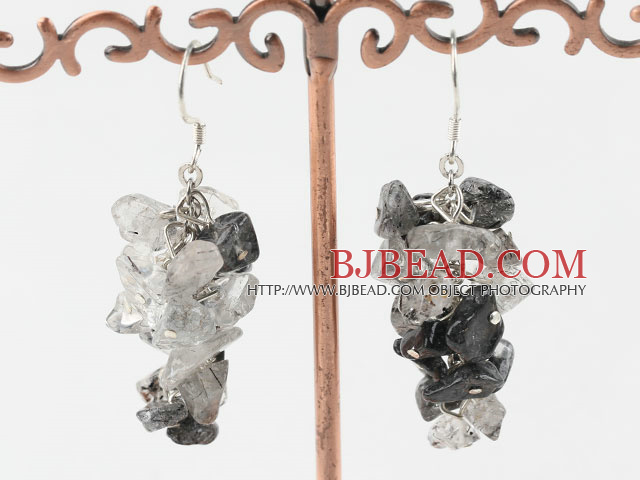 black rutilated quartz earrings