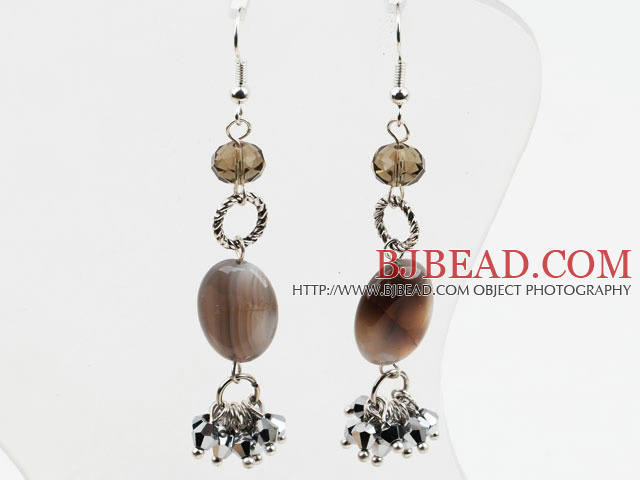 New Design Persian Agate and Crystal Dangle Earrings