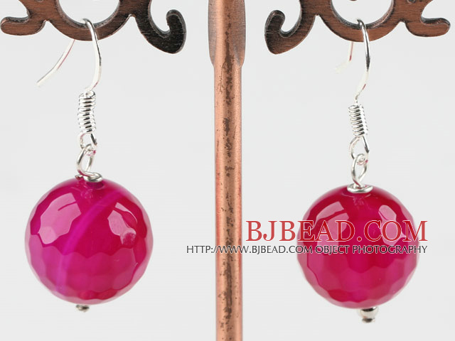 14mm pink agate earrings