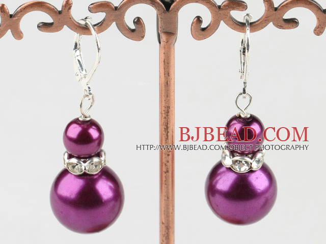 8-14mm purple acrylic pearl earrings