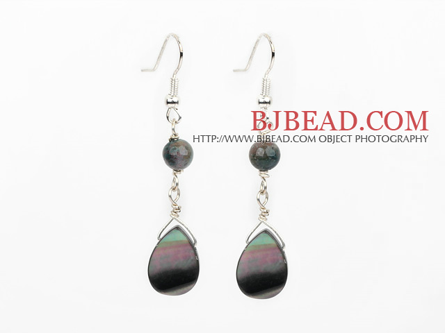 india agate black lip shell earrings