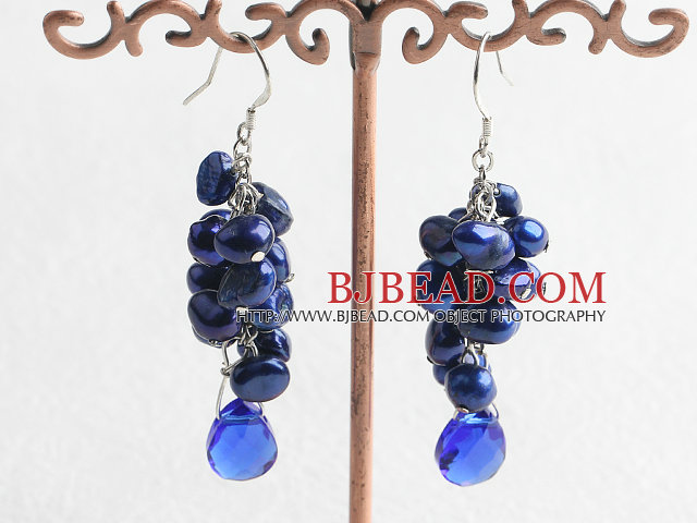 dyed pearl crystal earrings