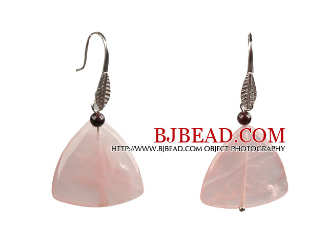 Lovely Fashion Style Triangular Rose Quartz Dangle Earrings