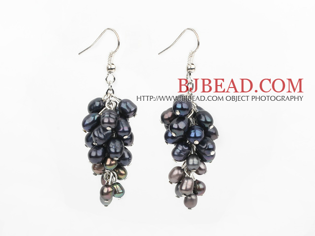 4-8 black pearl cluster earrings