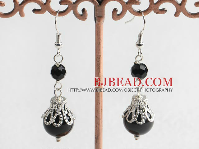 Black agate earring