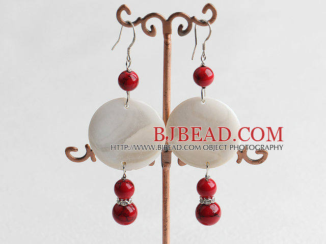 blood stone shell earrings