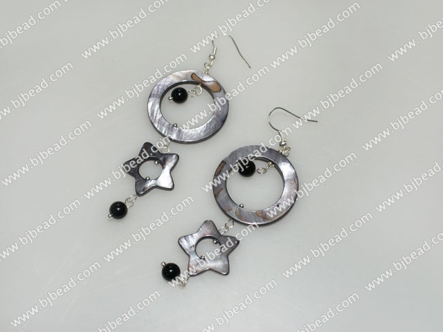 black agate and shell earrings