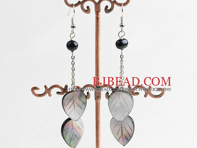 pearl and black lip shell earrings