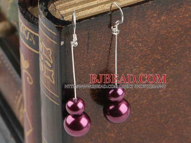 dangling purple acrylic ball earrings