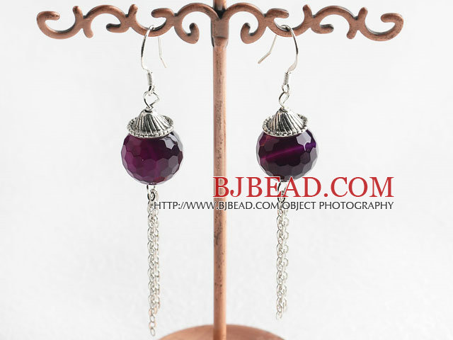 cute style faceted round agate earrings