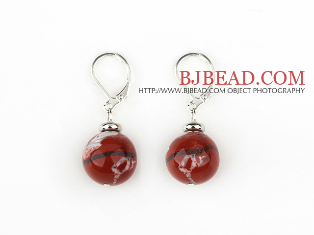 cute style 12mm red jasper earrings