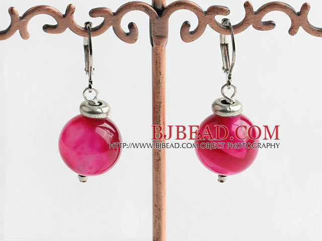 cute 12mm pink agate earrings
