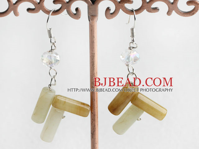 three color jade earrings