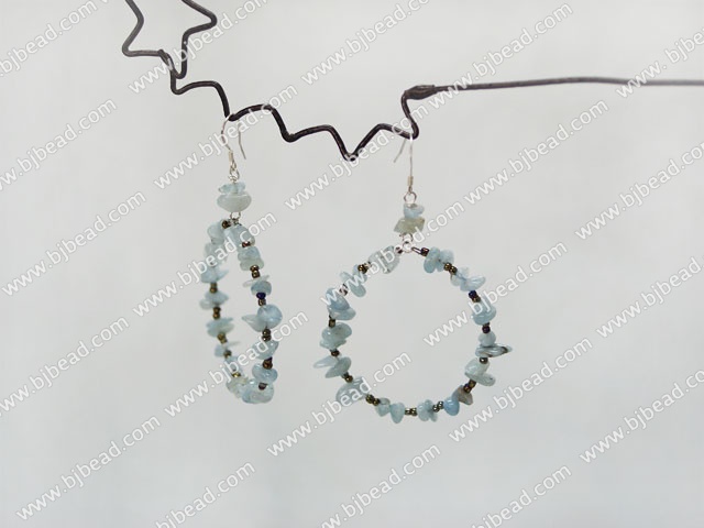 Aquamarine chips beaded earrings