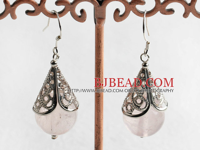 cute 14mm rose quartze earrings