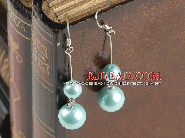cute light blue sea shell beads earrings(with space between beads)