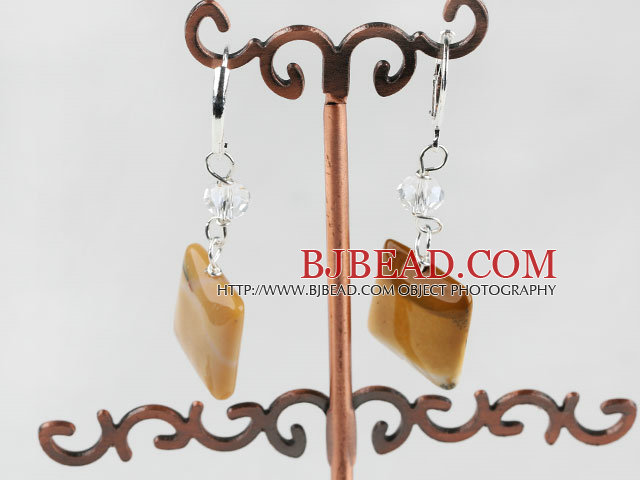 square shape vitelline stone earrings