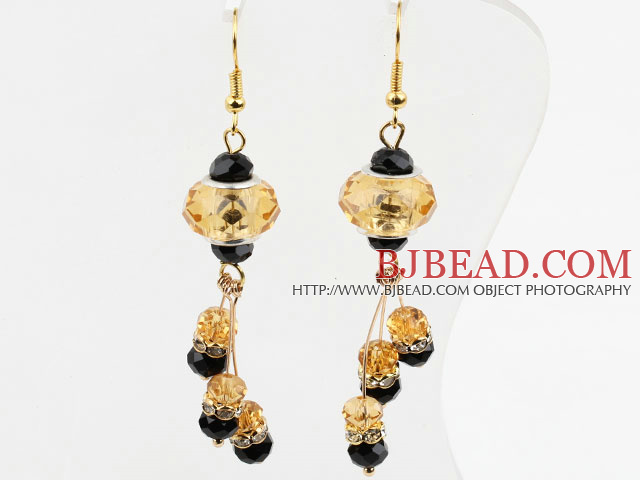 New Design Yellow and Black Crystal Charm Earrings