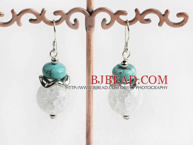 butst pattern turquosie and crystal earrings