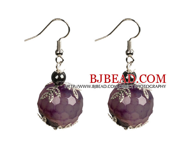Classic Design Fashion Purple Agate Beads Dangle Earrings