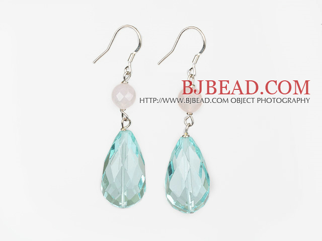 switzerland blue crystal rose quartze earrings