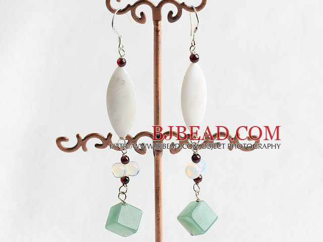 garnet shell earring