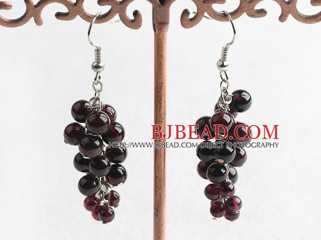 garnet long style earrings