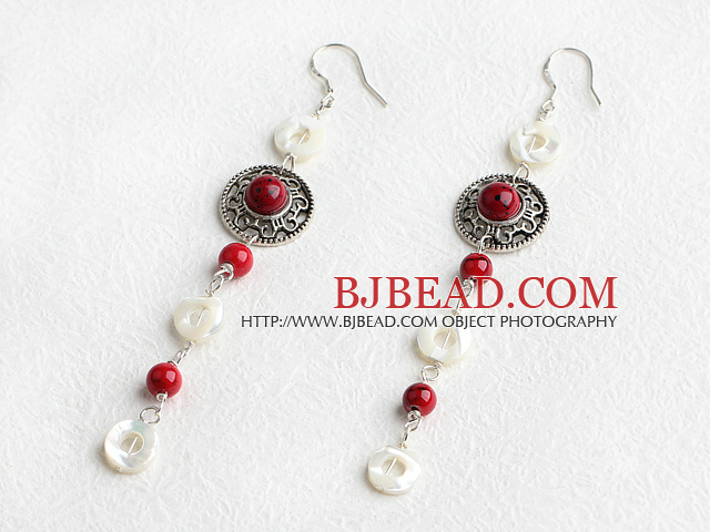shell bloodstone earring