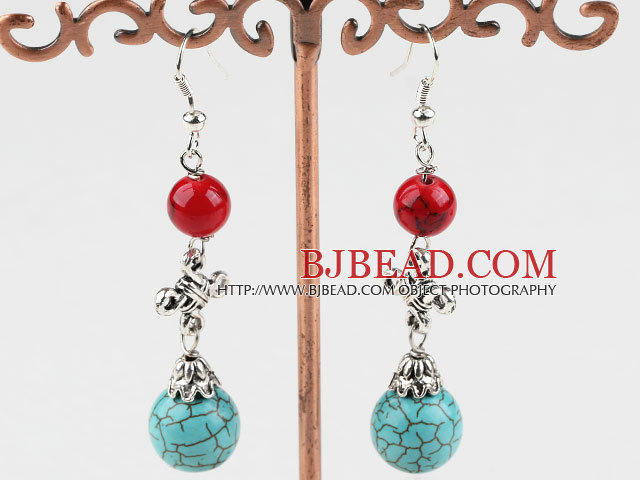 blood stone turquoise earring