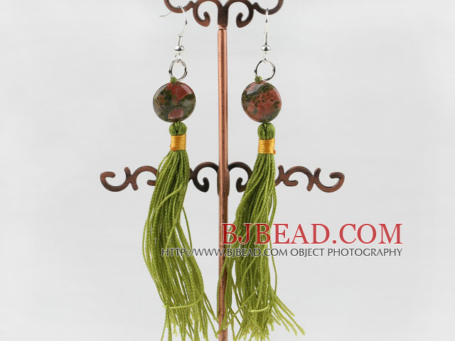 green piebald stone earrings
