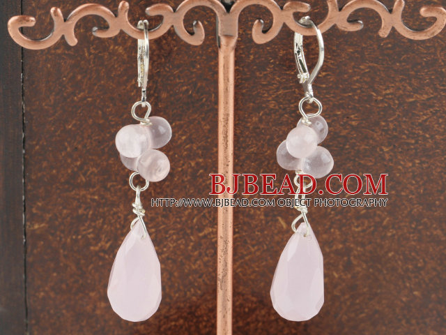 rose quartz crystal earring