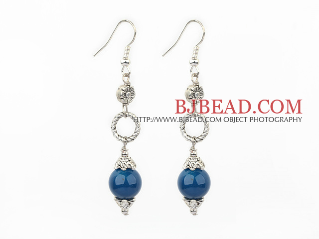 long style blue agate earrings