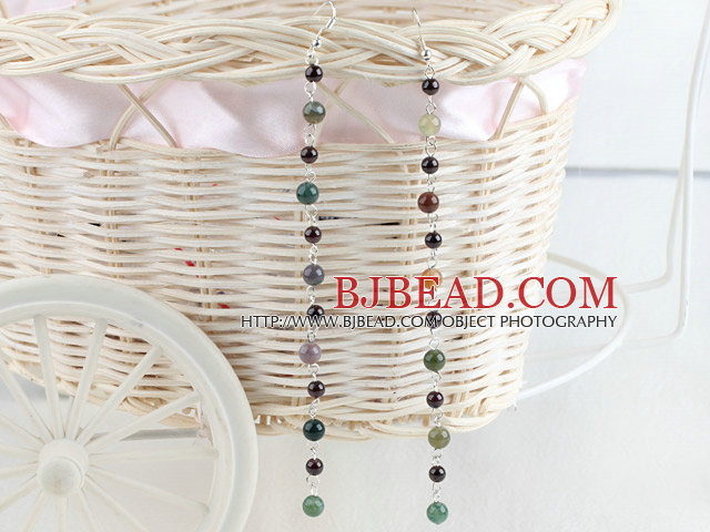 garnet and indian agate dangle earrings