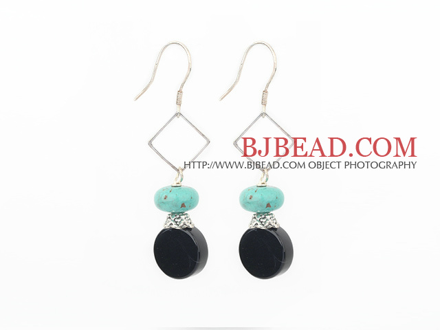 turquoise and black agate earrings
